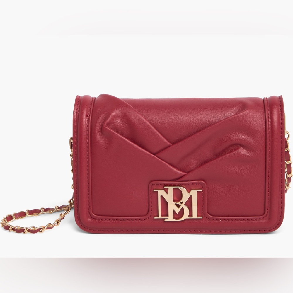 NWT - Badgley Mischka Small Pleated Crossbody Bag - Brick Red